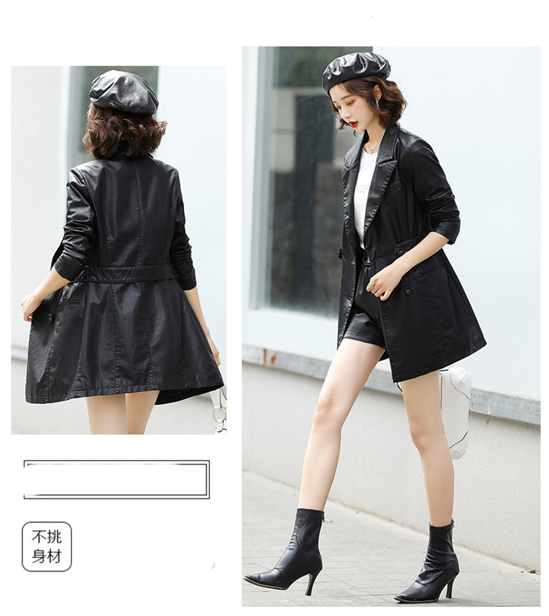 Retro Hong Kong-style casual small suit jacket for women, 2022 Spring and Autumn new Korean-style elegant pu leather suit jacket pic 4
