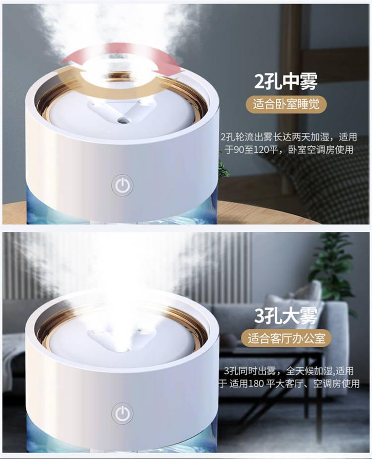 2021新款加湿器2L大容量喷雾补水USB三喷大雾量静音家用厂家代发详情43