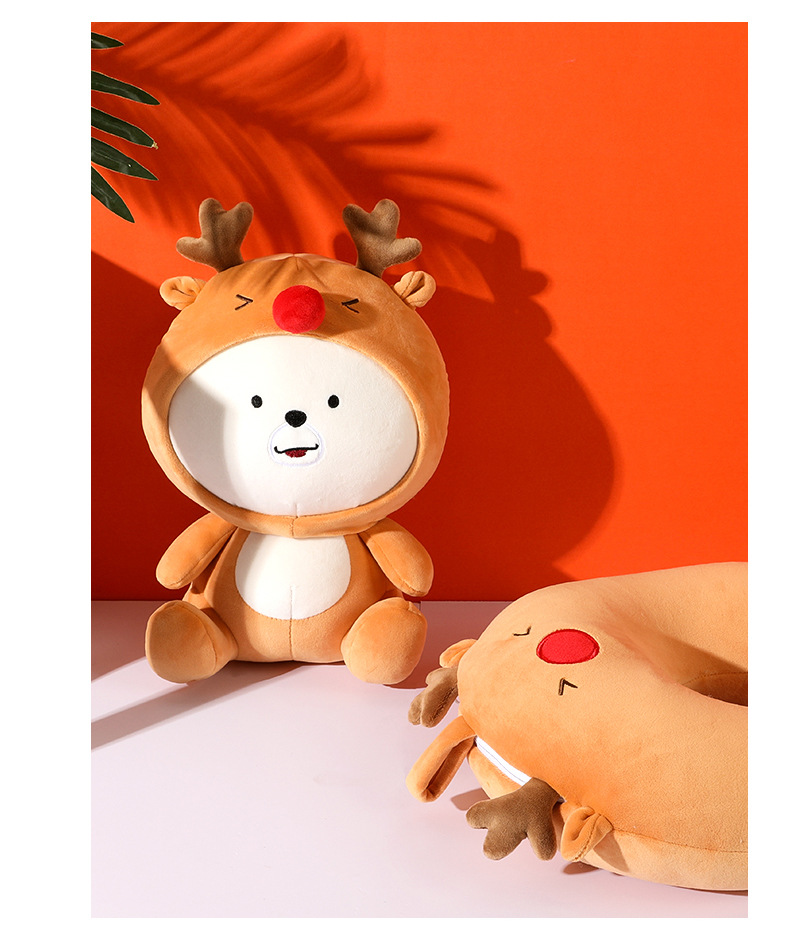 Wholesale cartoon animal U-shaped pillow, neck pillow, two-in-one dual-purpose pillow, foam particle pillow, animal transformation pillow pic 19