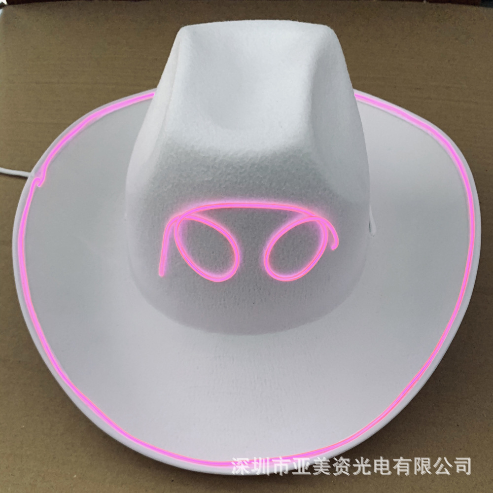 Amazon DIY Christmas LED cowboy hat, LED light hat, EL cold light cowboy hat, Christmas top hat, bride hat pic 9