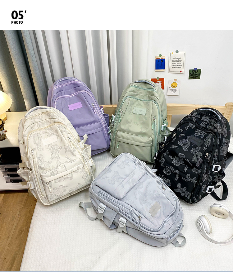 大容量新款双肩包时尚出行男女背包大学生中小学生书包批发详情2