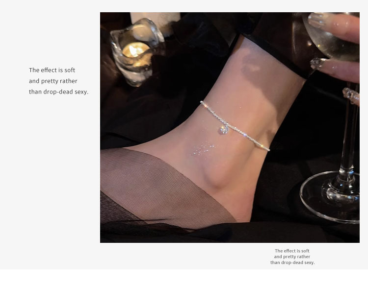 闪钻波光粼粼脚链女韩版新款时尚性感小众锆石脚环简约百搭配饰详情13