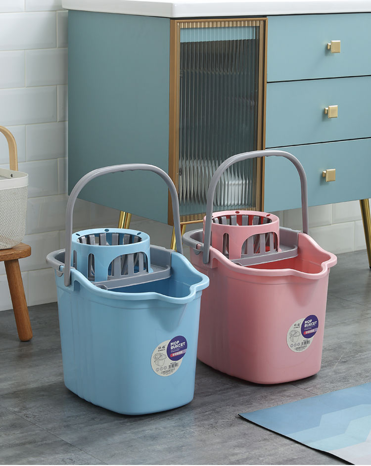 Wheeled plastic floor mop bucket, household cleaning mop bucket, thickened PP mop, wrung water bucket, wheeled household cleaning bucket pic 30