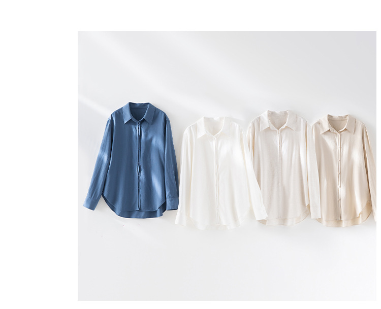 现货春季新款亚麻翻领长袖衬衫气质时尚宽松上衣休闲百搭衬衣女装详情9