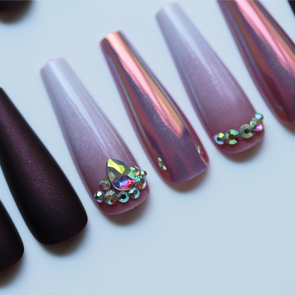 Special offer on 30 pieces of long ballet nail nail patches with diamonds pic 32