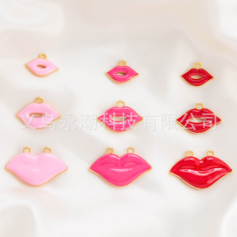 Yiwu Accessories Alloy DIY accessories Spring and Summer bestsellers Red lip earrings, earrings, necklaces, pendants, niche design styles pic 2