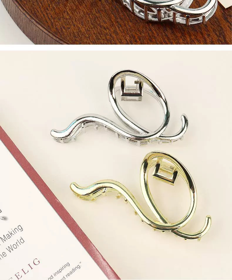 2023新款高级感金属抓夹字母Q几何发夹轻奢冷淡风夹子头饰发夹详情4