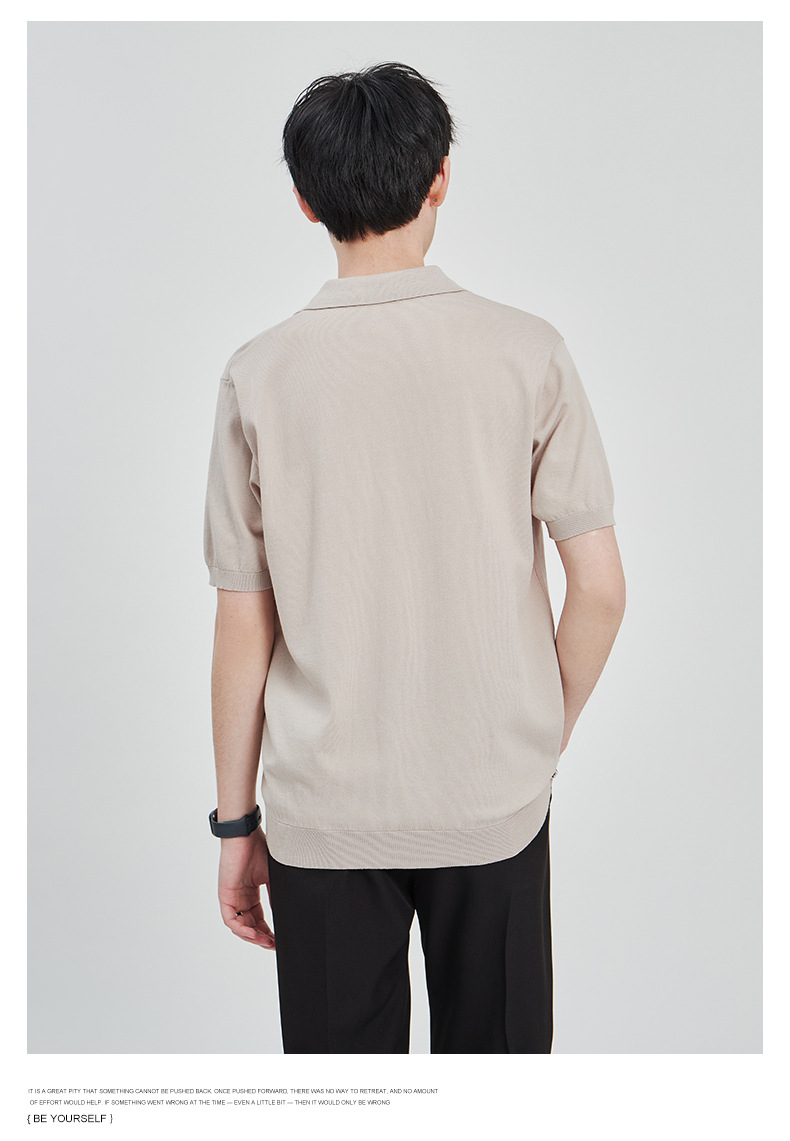 APO男装|简约针织短袖t恤男士2024夏季新款纯色设计垂感POLO衫男详情24