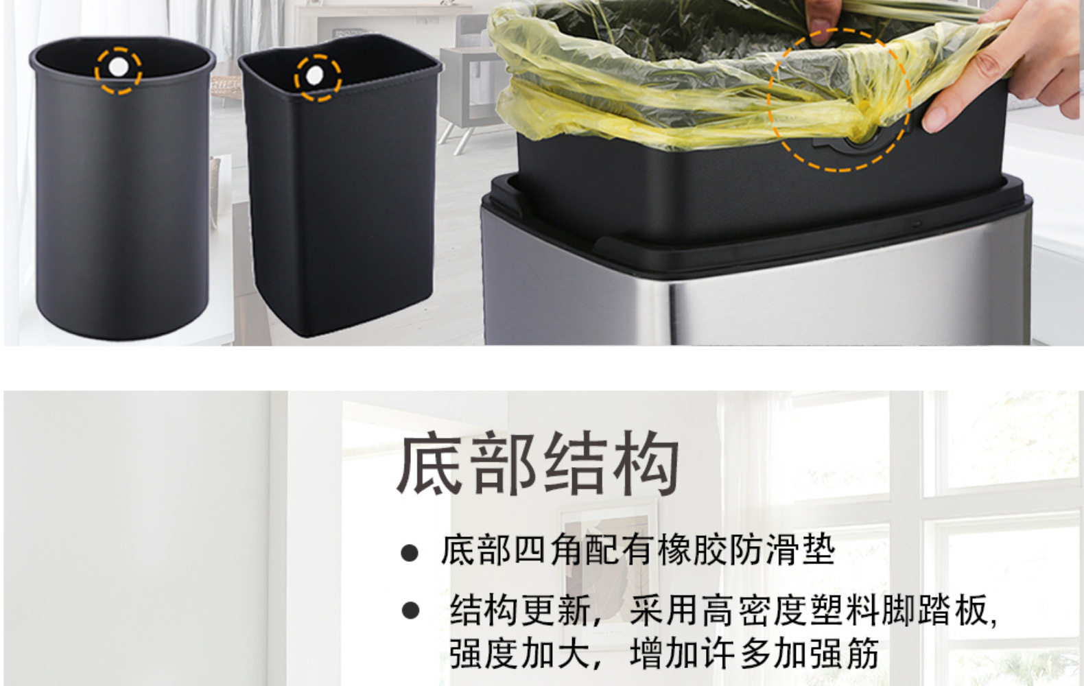 广州南方 厂家直销房间厨房酒店圆形脚踏桶脚踏式不锈钢垃圾桶详情8