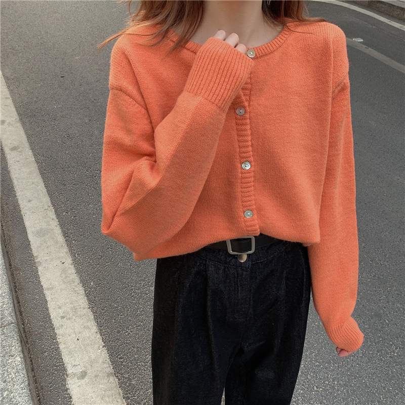 秋冬2021新款韩版宽松百搭毛衣外套女外搭短款针织开衫内搭上衣潮详情18