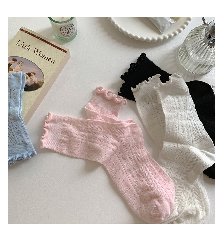 袜子女中筒袜ins潮春秋季薄款日系甜美可爱木耳边长袜夏天堆堆袜详情5