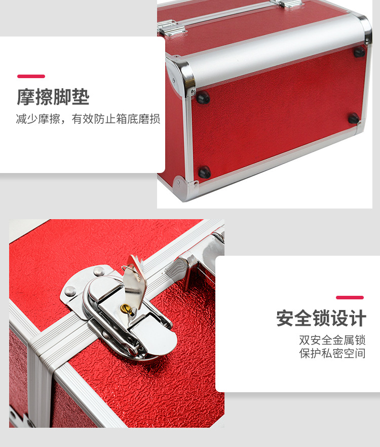 Professional makeup artist, multi-layer aluminum alloy tattoo and nail art box, makeup box, portable hand-held makeup box, toolbox customization pic 12