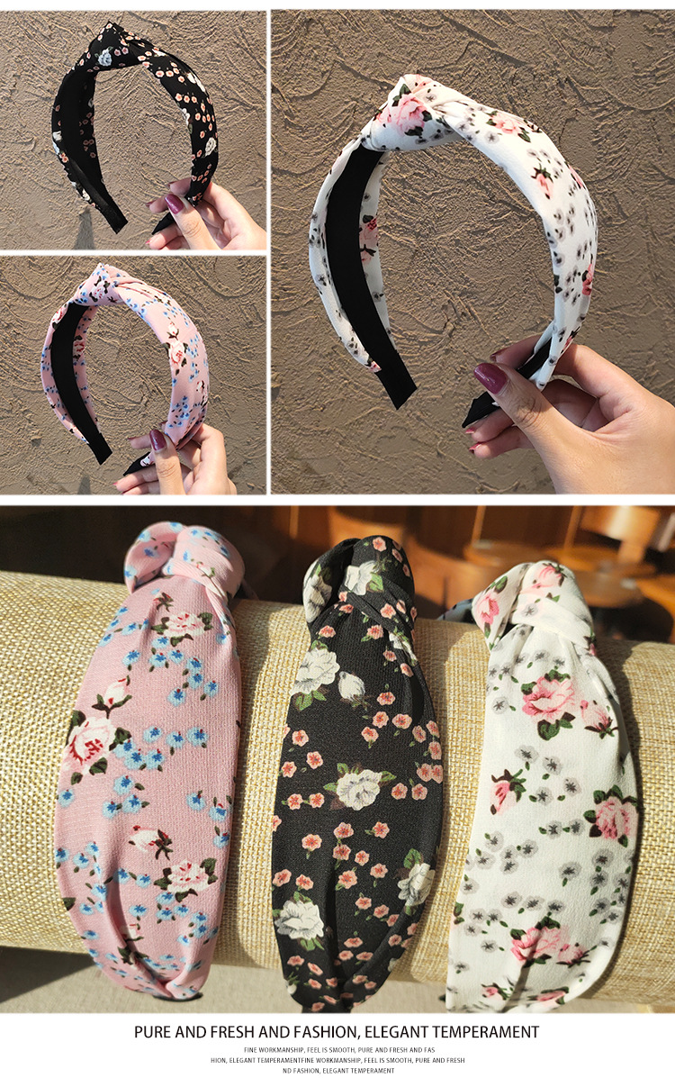 2023 Korean style/Korean-style knotting flower headband, fresh small floral headband, headwear, hair tie, pressure hair clip pic 7