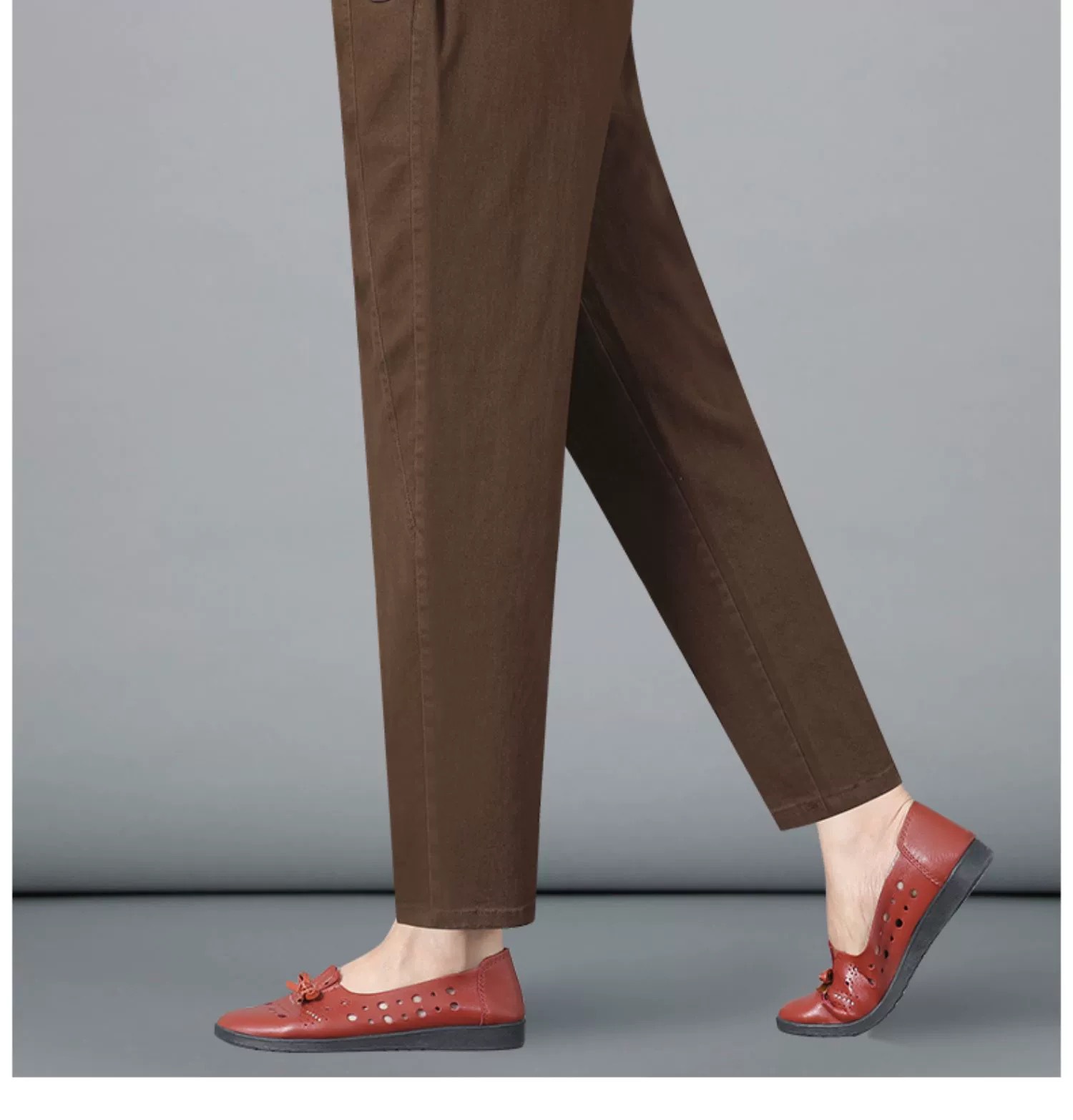 斜纹棉秋冬长裤中老年纯棉弹力女裤中年人春秋款外穿宽松直筒详情15