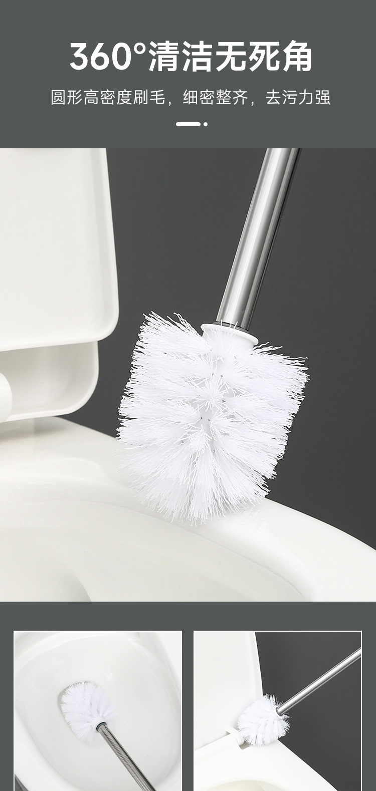 Toilet cleaning brush, silicone long-handled toilet brush, bathroom toilet cleaning brush, no blind spot toilet brush set pic 4