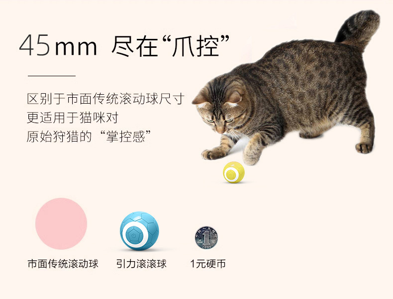 跨境批发宠物滚滚球智能猫咪溜溜球新款耐咬解闷逗猫玩具球详情13