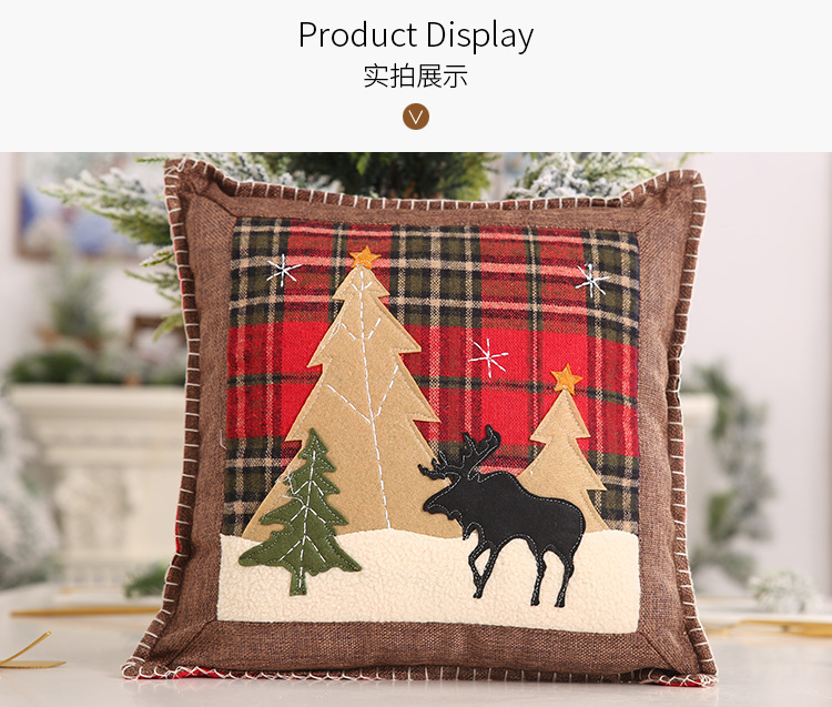 New Christmas decoration items: checkered fabric pillowcases, patchwork pillowcases, reindeer mini pillowcases pic 5