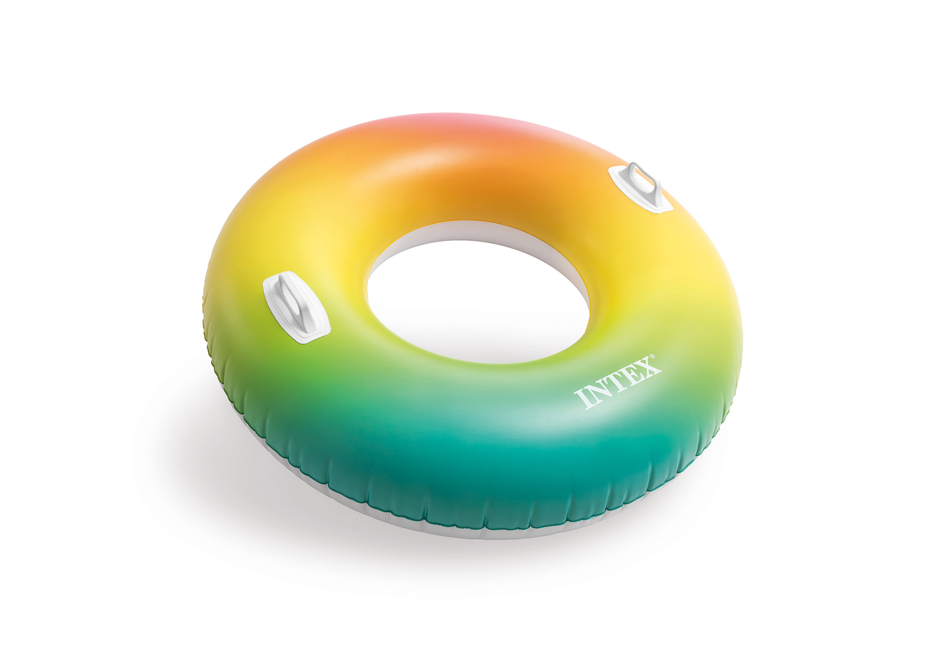INTEX rainbow gradient swimming ring, adult swimming ring, inflatable thickened life ring, floating on water, inflatable life-saving pic 8