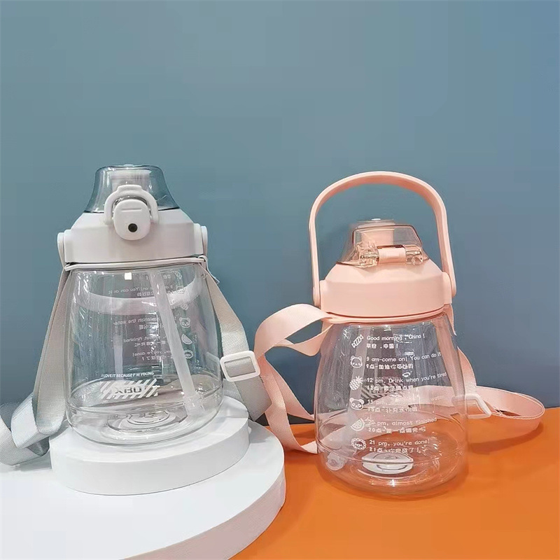 Yinqian 1210ML ton-ton bucket large-capacity plastic water cup, bouncing lid space cup, portable anti-drop sports straw cup for male and female students pic 12