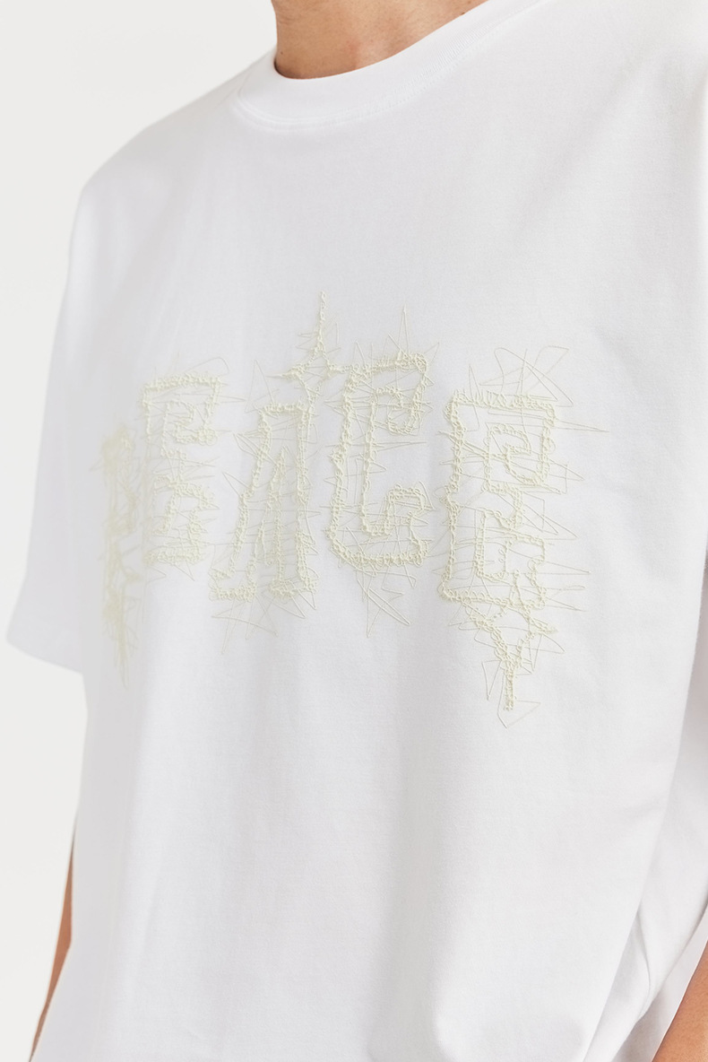 INF男装|美式泡沫发泡印花T恤2024春夏新品潮牌街头宽松短袖男士详情8