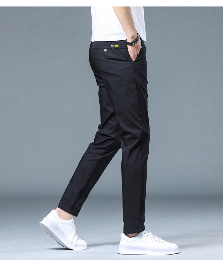 夏季薄款休闲裤男款修身直筒透气弹力冰丝百搭潮流男裤子批发凉感详情29