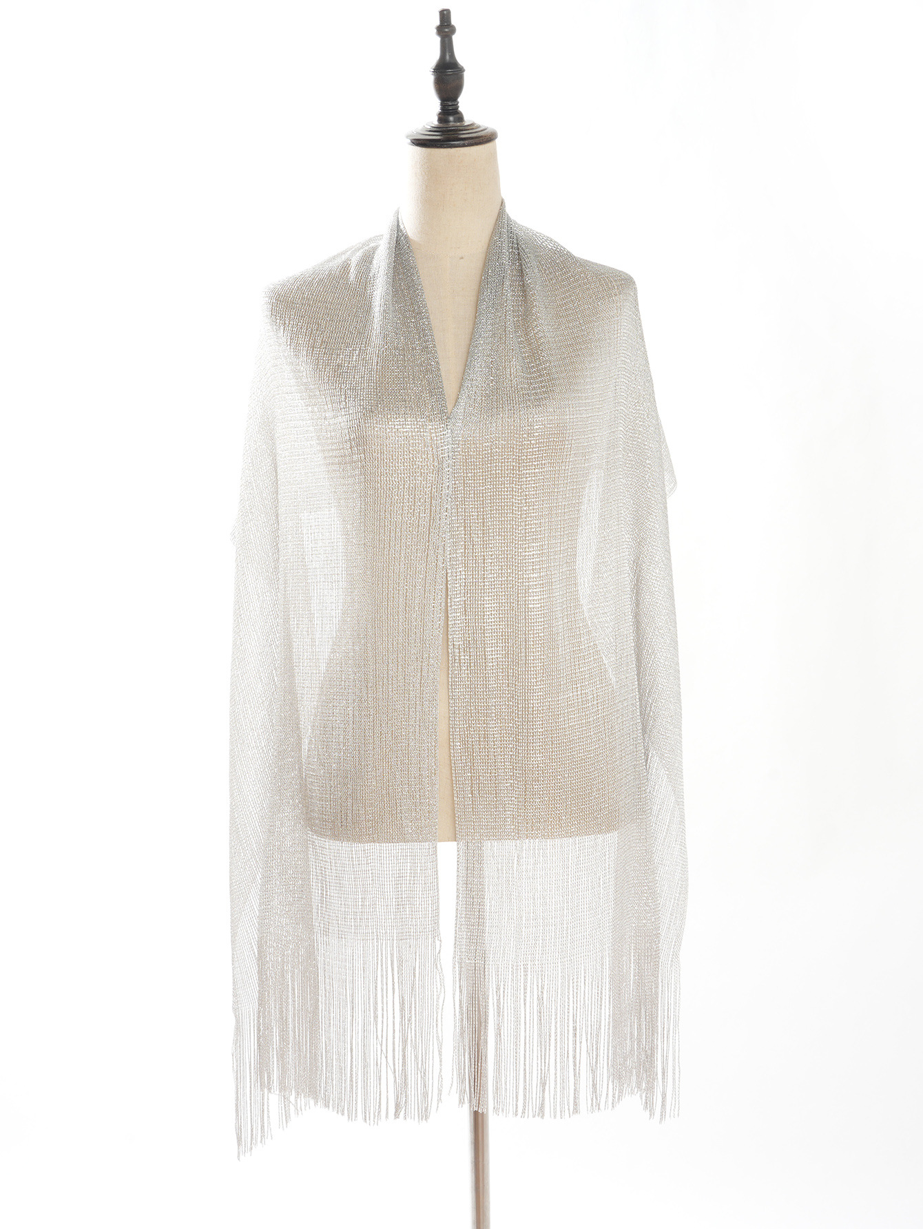 跨进专供 欧美爆款金银丝长流苏平板巾舞会婚礼派对晚礼服披肩女详情13