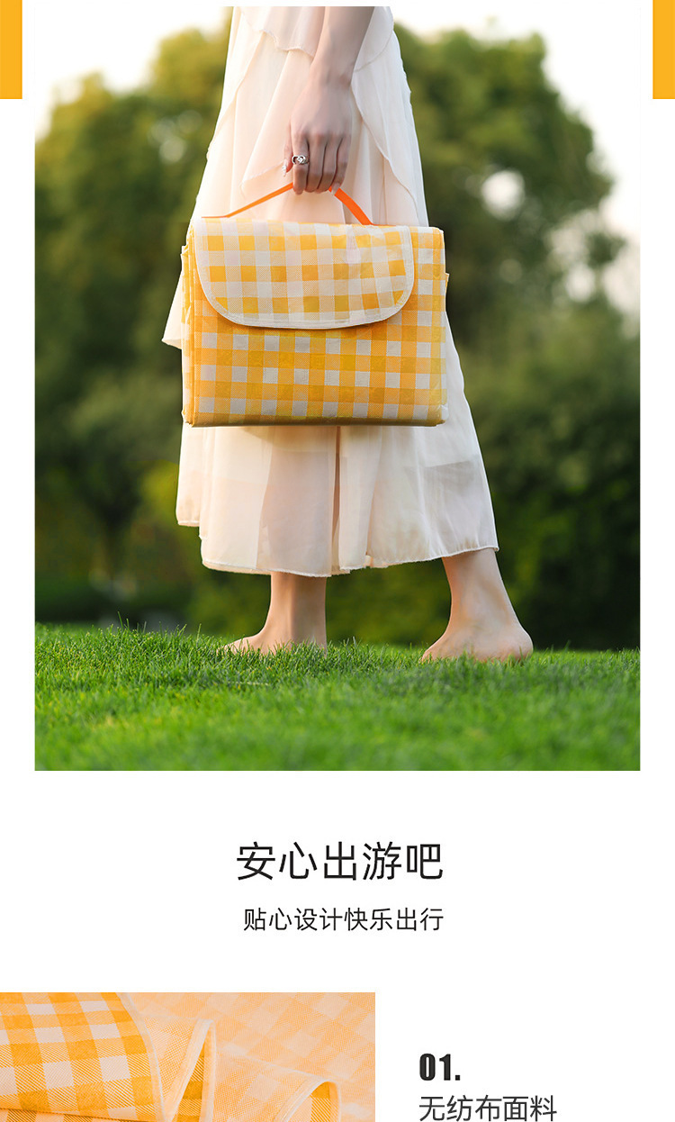 Outdoor picnic MATS, camping thickened moisture-proof MATS, picnic beach tents, disposable yellow and red checkered waterproof floor MATS pic 3