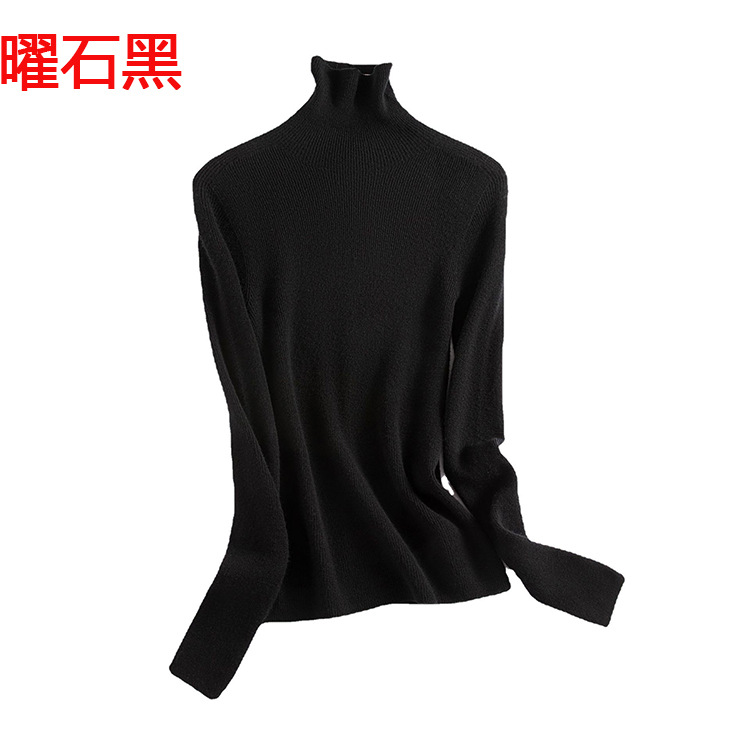 A new high-neck knitted sweater for women in the autumn of 2024, paired with a solid color seamless one-piece base layer of wool sweater pic 16