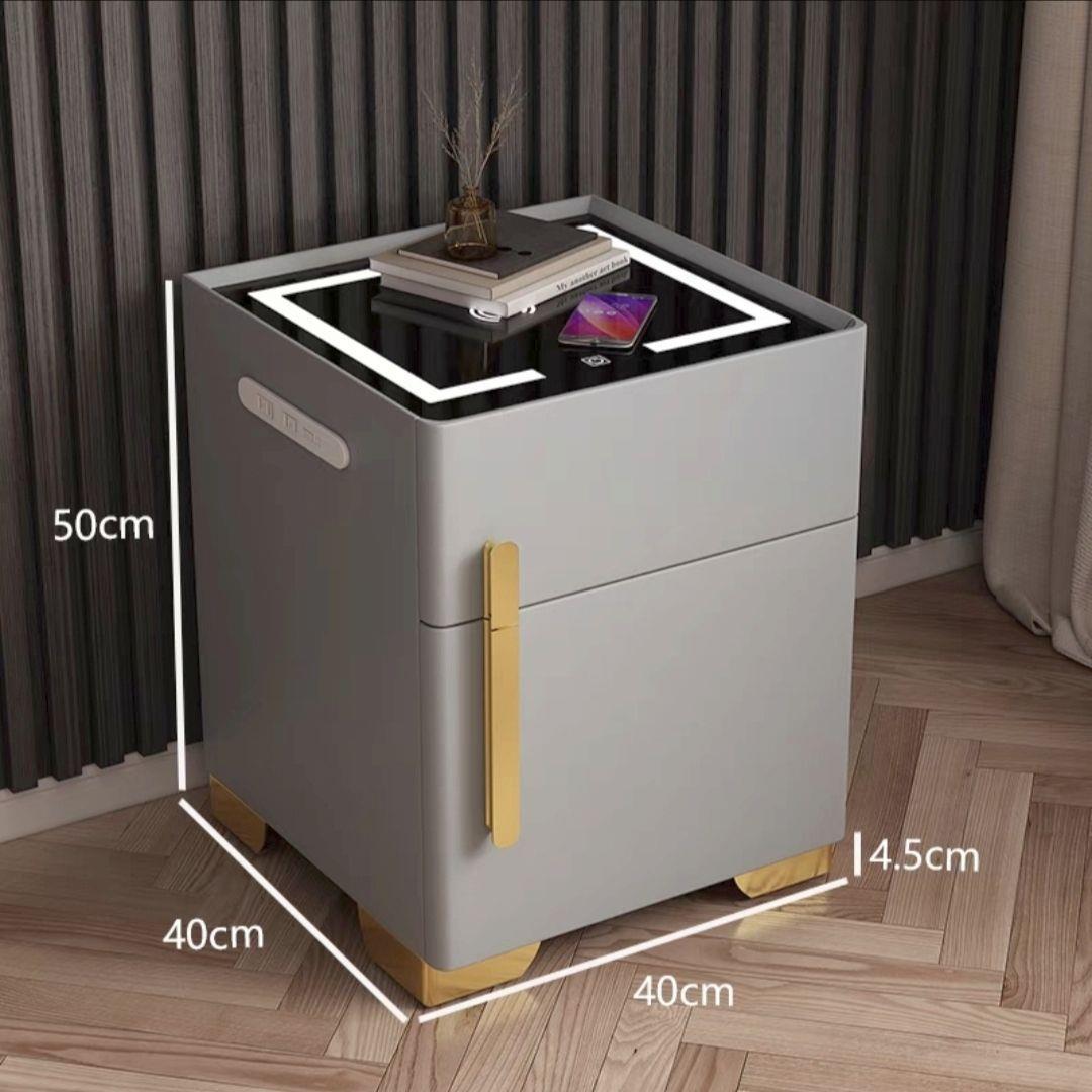 Light luxury smart bedside table, safe, multi-functional bedside cabinet, radio charger, Bluetooth speaker, three-color light, bedroom pic 19