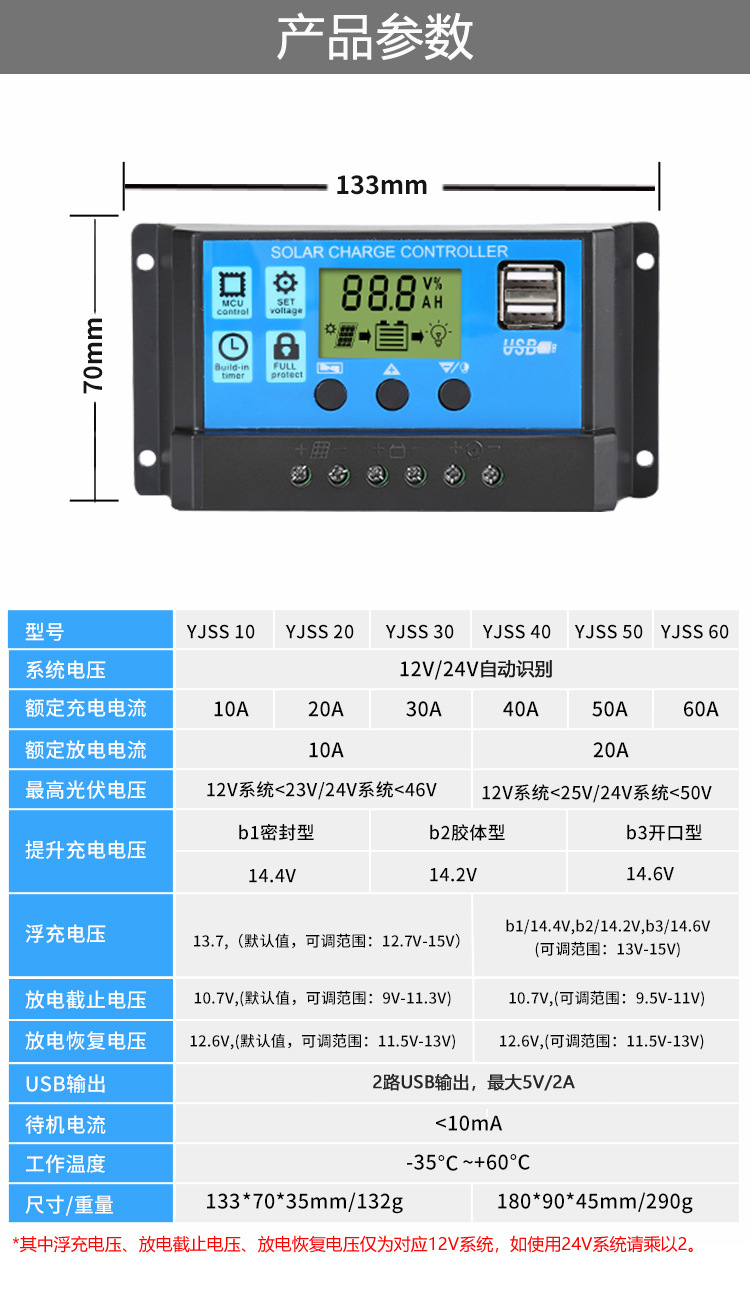 Factory direct supply of solar controllers 10A, 20A, 30A and 60A street lamp intelligent system charging controllers, best-selling products pic 8