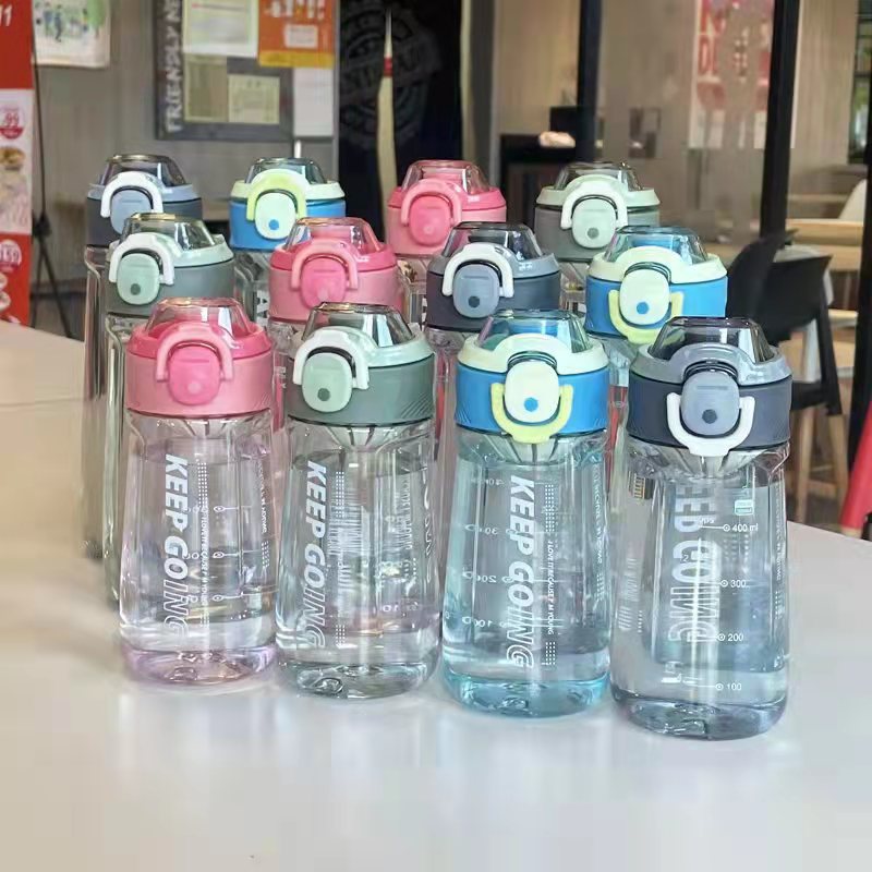 欣贝迪运动健身大容量弹跳盖塑料吸管杯男女学生便携防漏防摔夏季手提带刻度水壶500ML详情8