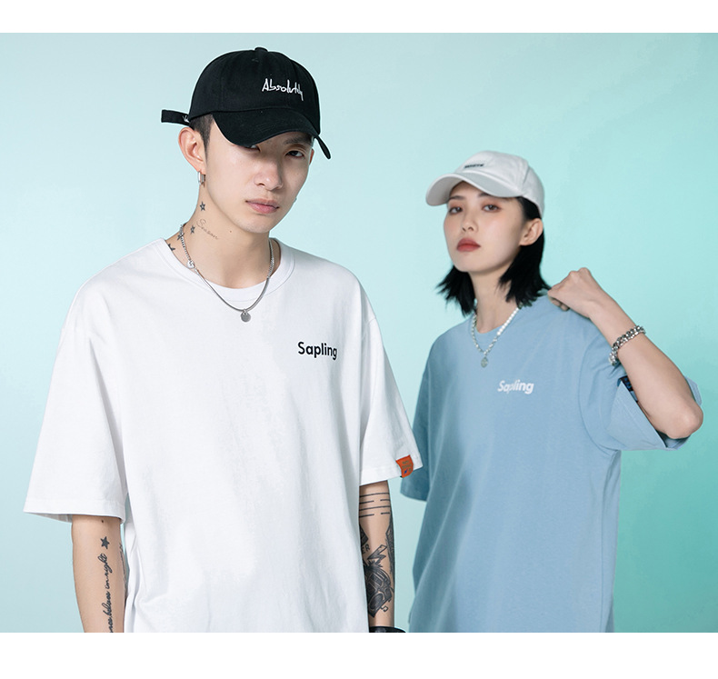 韩路日系男装 潮牌字母印花T恤男宽松百搭基础款纯棉情侣装短袖详情8