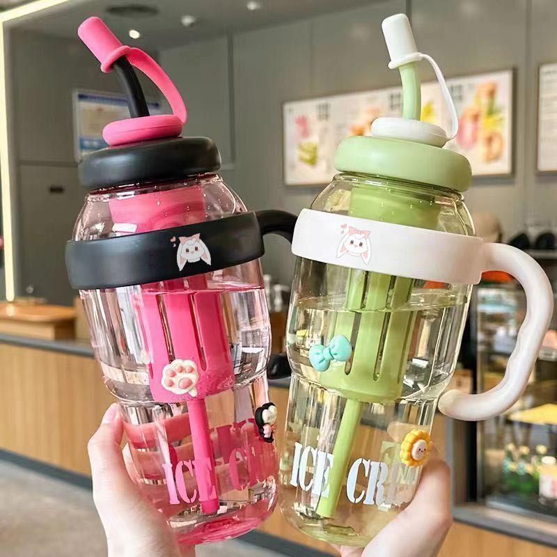 Korean version simple large-capacity plastic straw cup, portable sports water cup for adults, boys and girls, and students, creative and casual cup pic 6