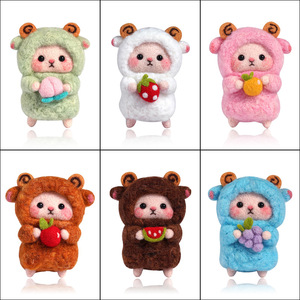 手工DIY制作材料包大眼猫 羊毛毡戳戳乐 毛绒公仔自制详情8