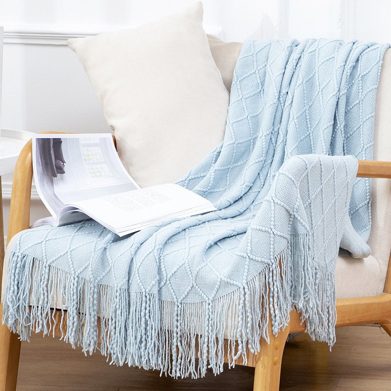 Blanket, sofa blanket, office leisure nap, air-conditioned nap blanket, bed end blanket, knitted blanket, small woolen blanket pic 8