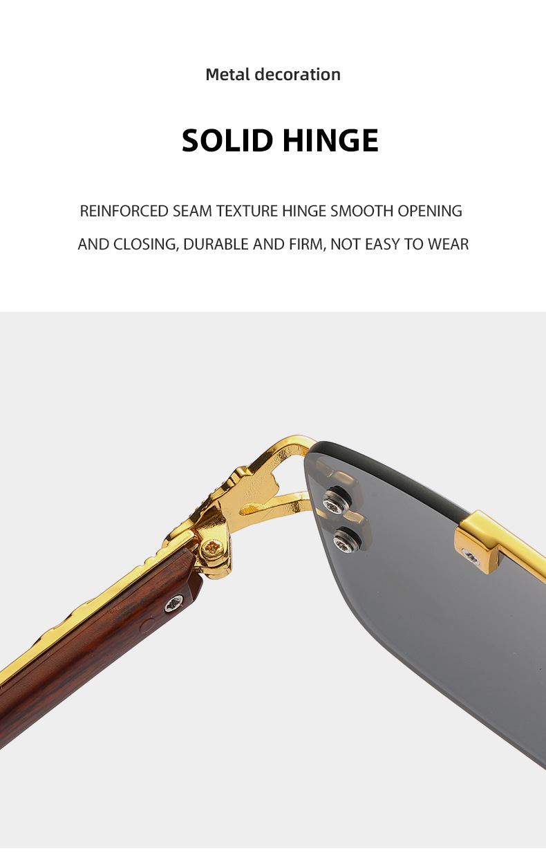 无边框太阳镜女复古方框木纹腿墨镜男ins潮双梁防紫外线太阳眼镜详情10