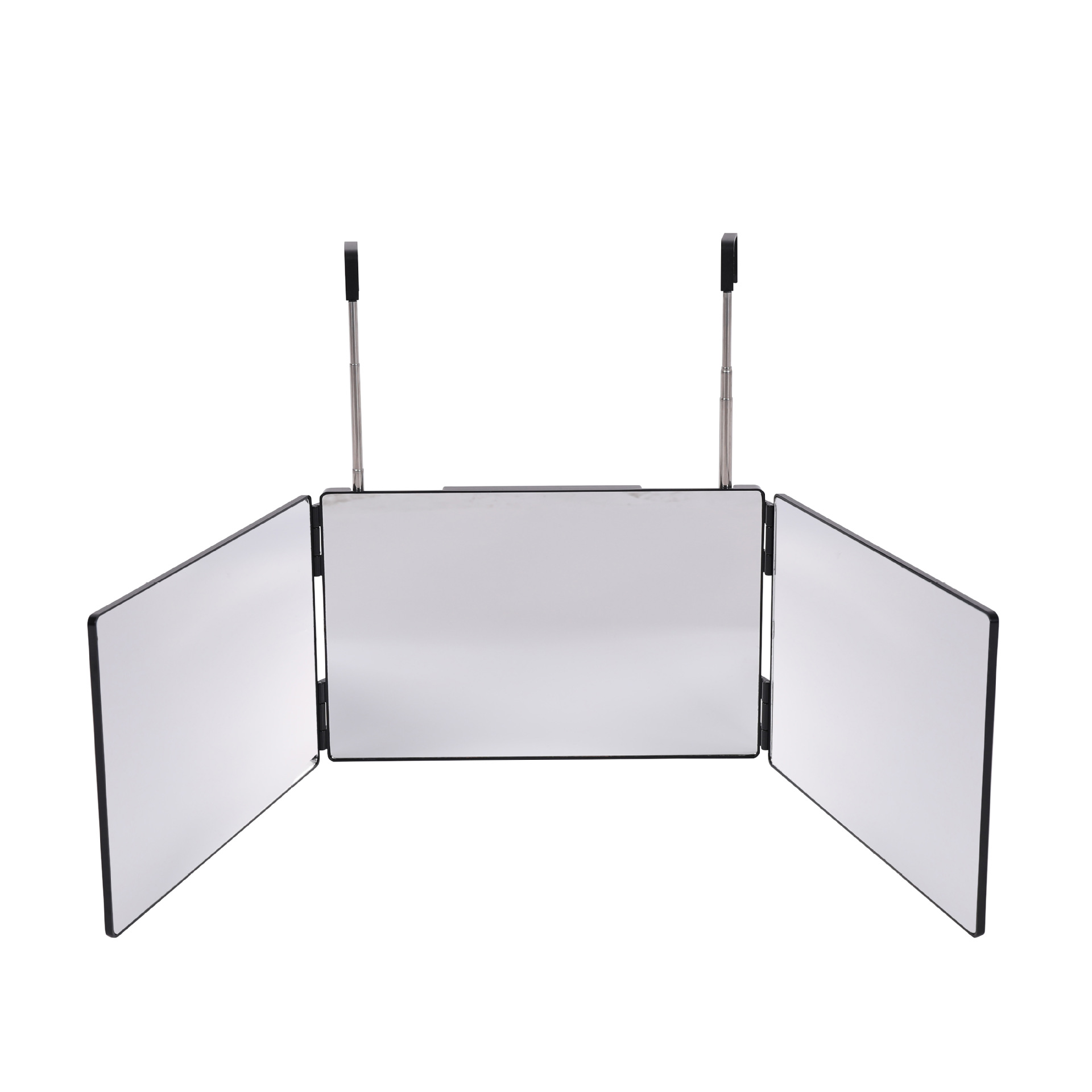 可伸缩挂钩悬挂式化妆镜带挂钩三面折叠高清镜子跨境外贸新款详情1