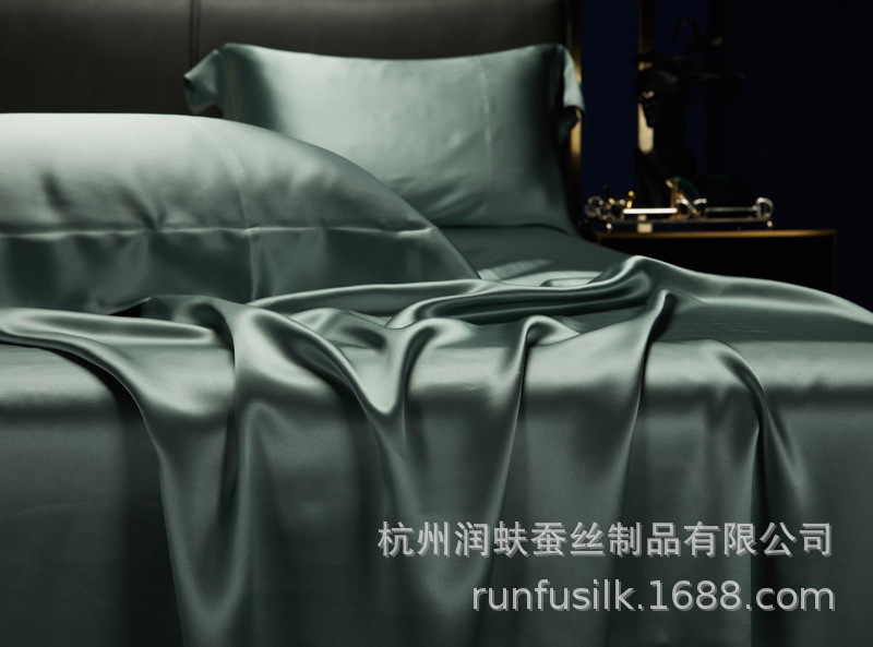Heavyweight 25mm 100% mulberry silk bedding, wedding silk four-piece set, silk quilt cover and bed sheet pic 48