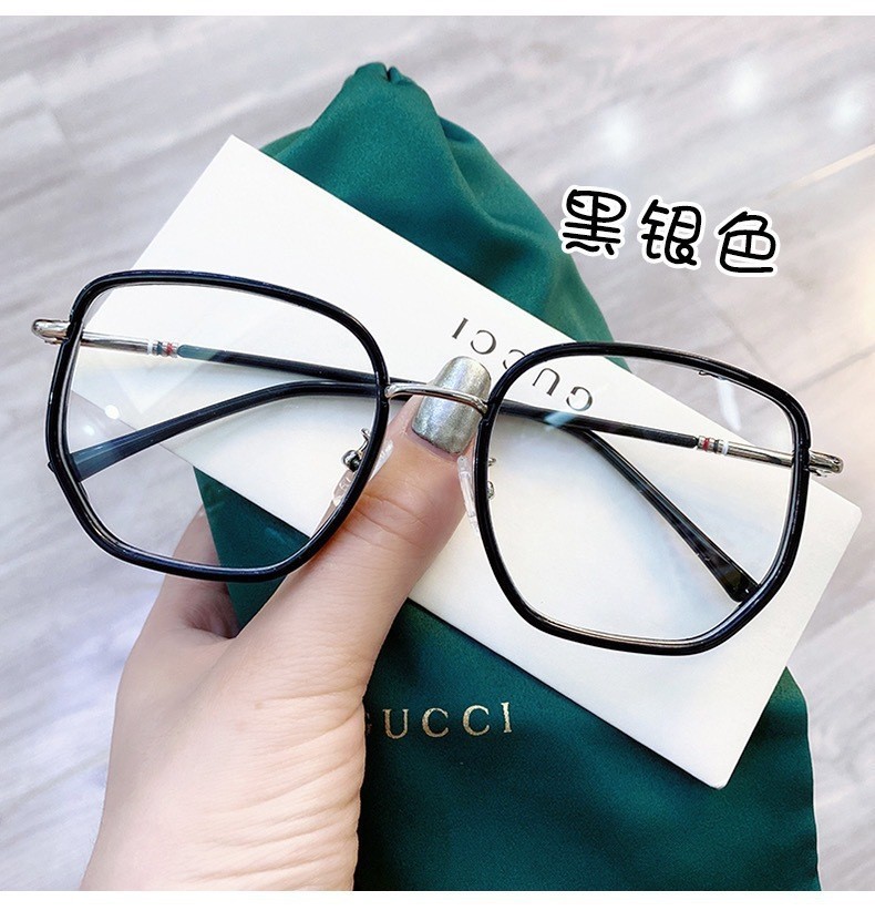 The same style of large face anti-blue light slimming natural face glasses as Internet celebrities, olive green anti-ultraviolet Douyin live streaming Instagram glasses pic 8