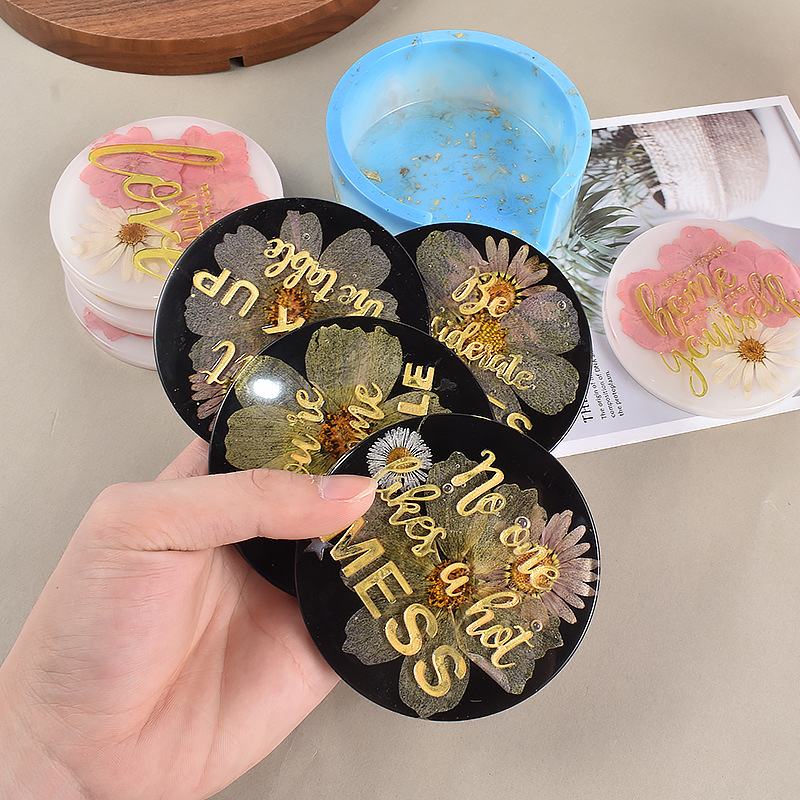 diy crystal resin, English letter blessing words, teasing words, coasters, cup holders, mirror silicone mold pic 14