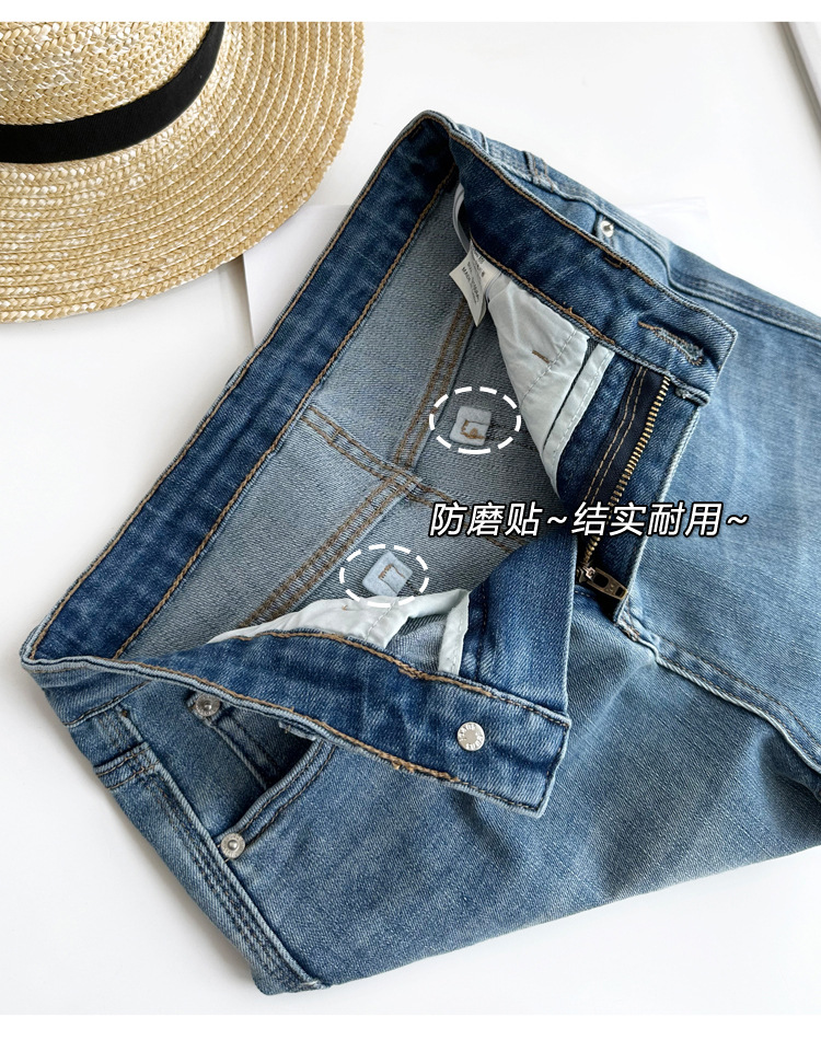 镇店之宝~四色法棍裤!春季新款复古牛仔裤女小个子显瘦直筒烟管裤详情42