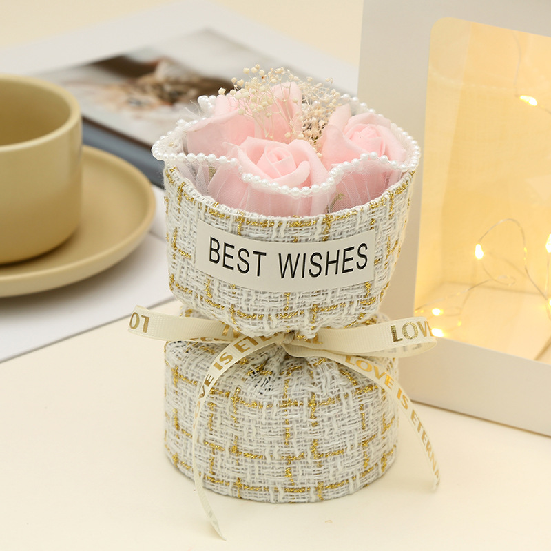 520小香风玫瑰花束 成品创意永生花香皂花束 送情人节浪漫礼物详情5