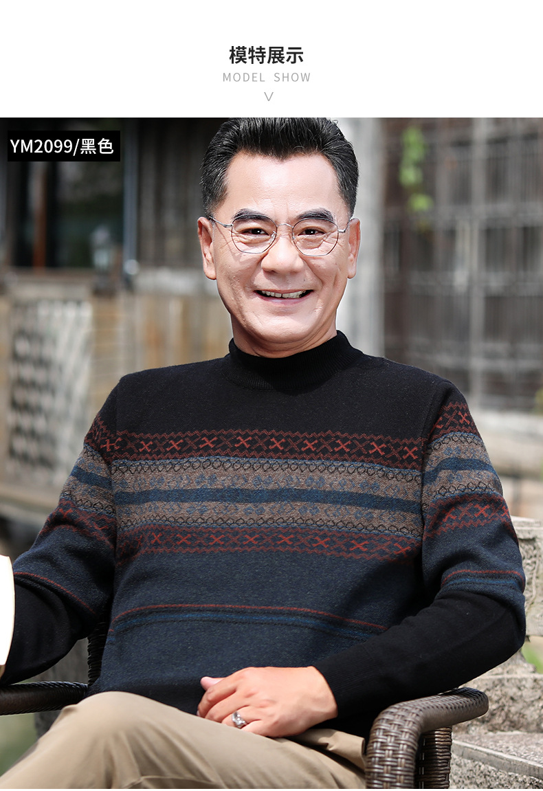 2022中老年男装毛衣加大码爸爸装男式加厚套头羊毛衫地摊赶集货源详情11