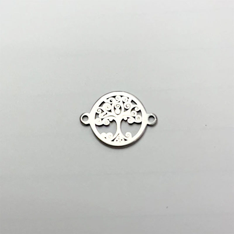 New cross-border flower and plant pendant, fully polished laser-cut stainless steel jewelry, Life Tree pendant pic 4