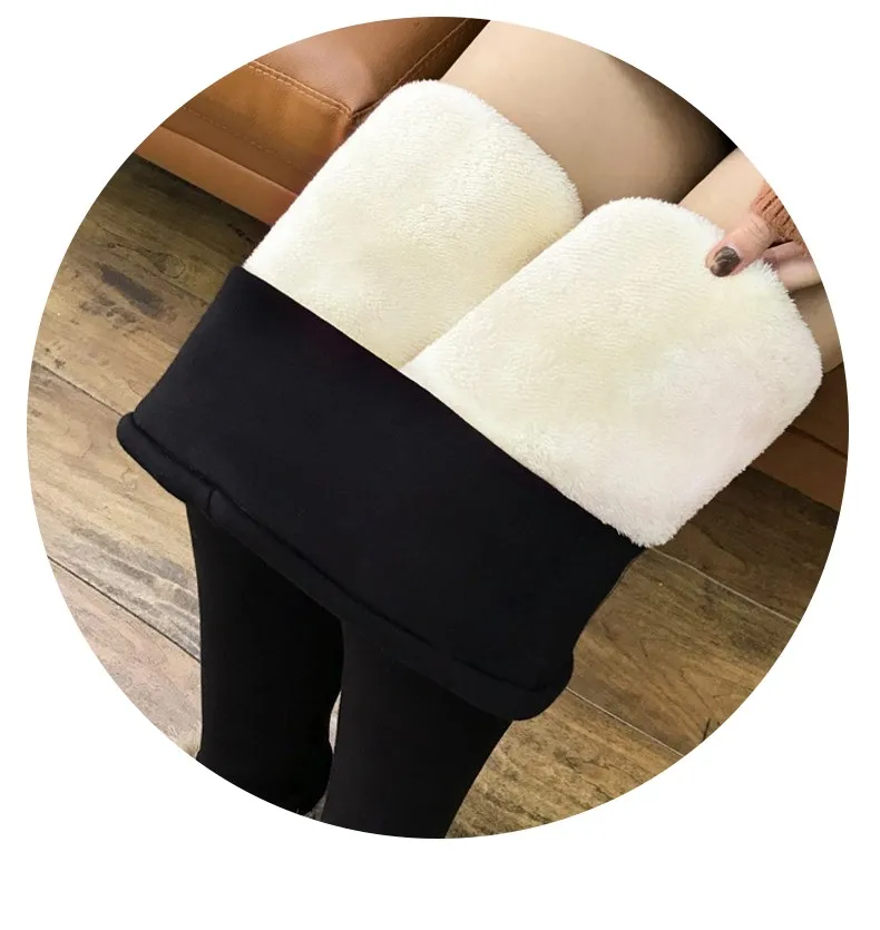 加厚拼多多跨境羊羔绒打底裤女外穿加绒加厚小脚裤女高腰弹力棉裤详情4
