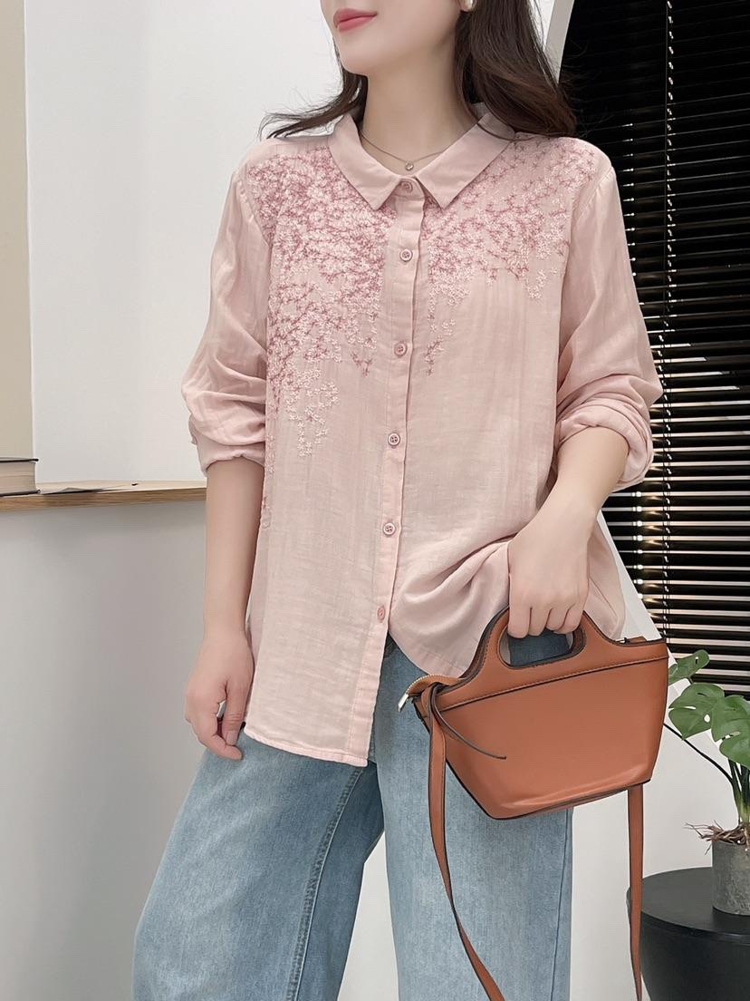 韩版新款森女系重工刺绣花朵双层纱长袖宽松版单排扣百搭小开衫女详情5