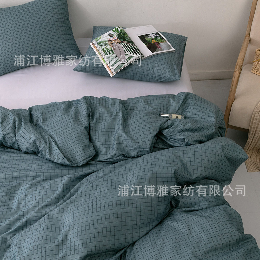 Cross-border supply Amazon best-selling bedding two-piece set, duvet cover, pillowcase, checkered and striped three-piece set manufacturer wholesale pic 22