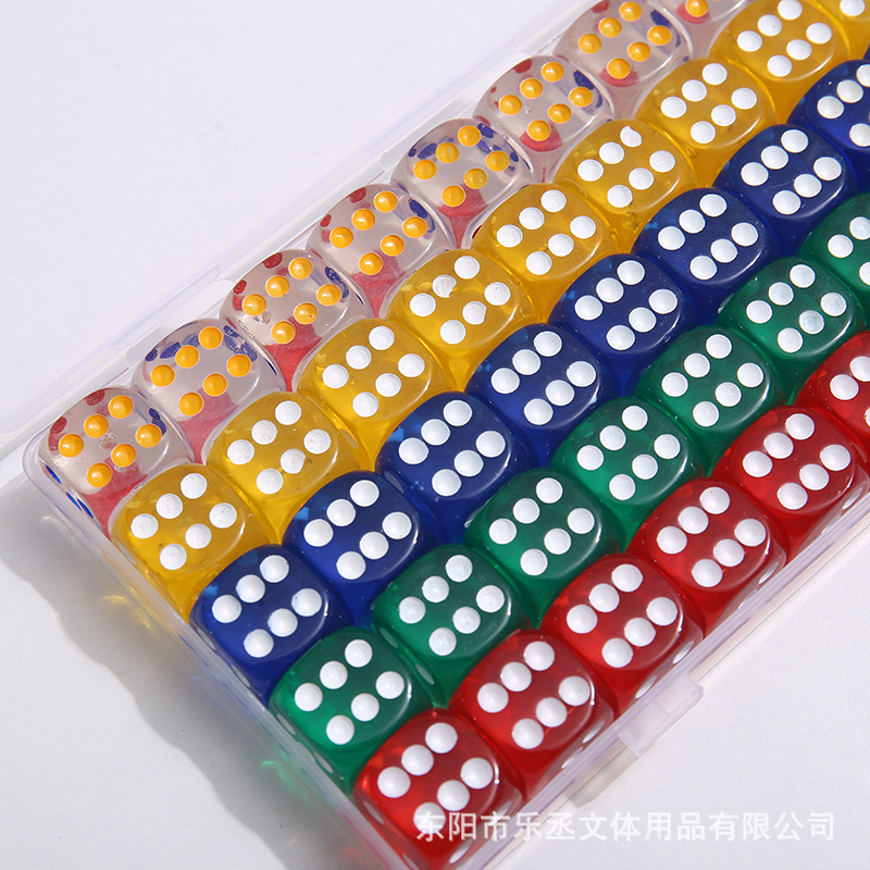 16mm透明骰子水晶实色亚克力筛子新包装盒装骰子彩色多种颜色可选详情8