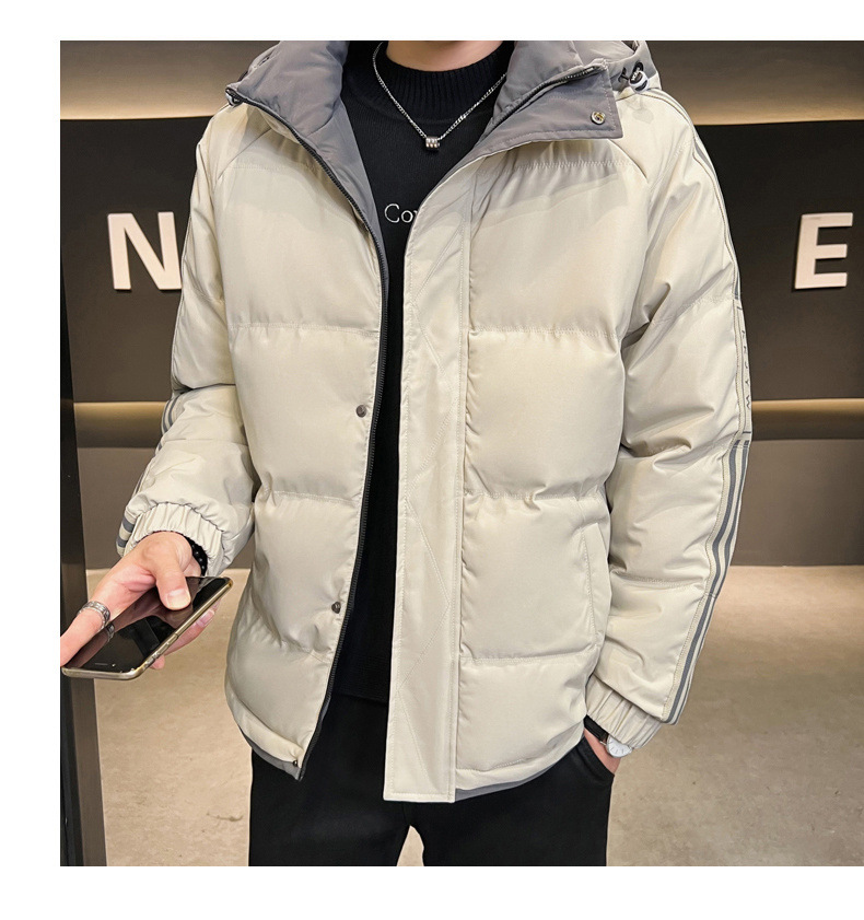 棉衣男士现货爆款直播2024冬季新款连帽三条杠面包服宽松棉服外套详情13