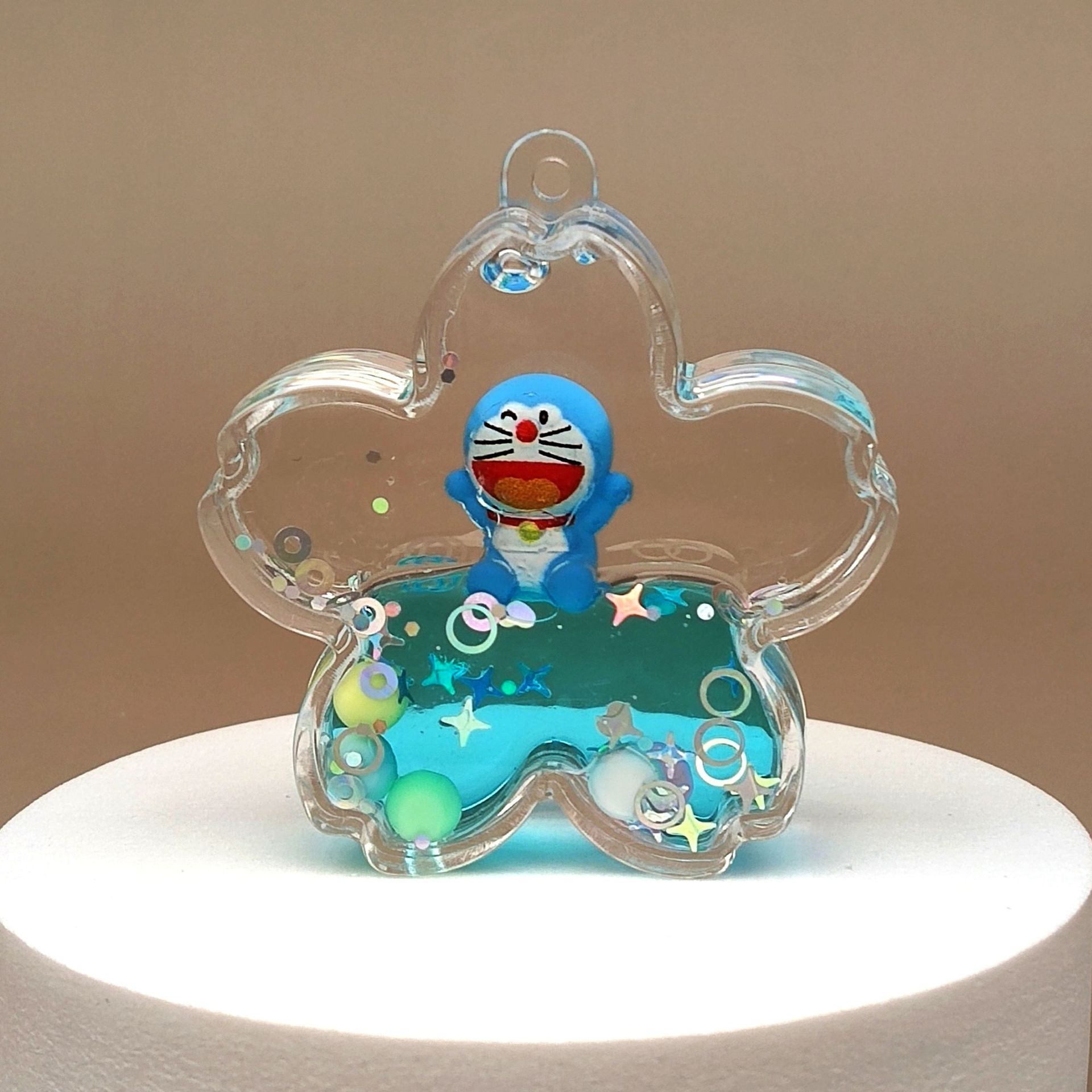 创意亚克力入油流沙瓶蓝色卡通钥匙扣香水汽车配饰桌面摆件饰品详情24